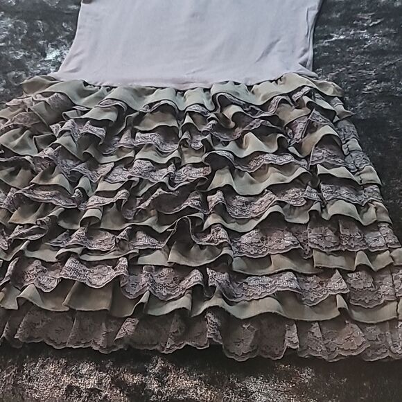 Garnet Hill Cotton Lace Black Frill Tiered Dress - Picture 7 of 13